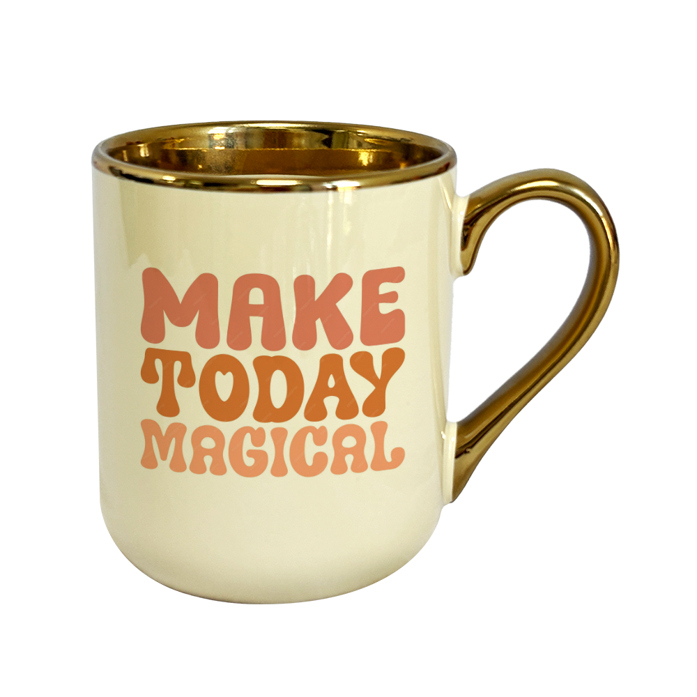 11 oz. mug with rim and handle plated - Cream Yellow