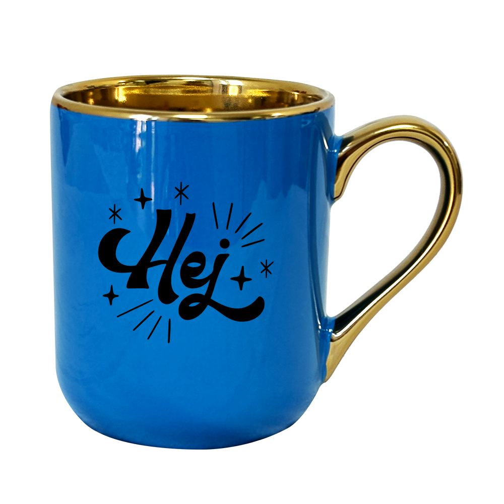 11 oz. mug with rim and handle plated - Blue