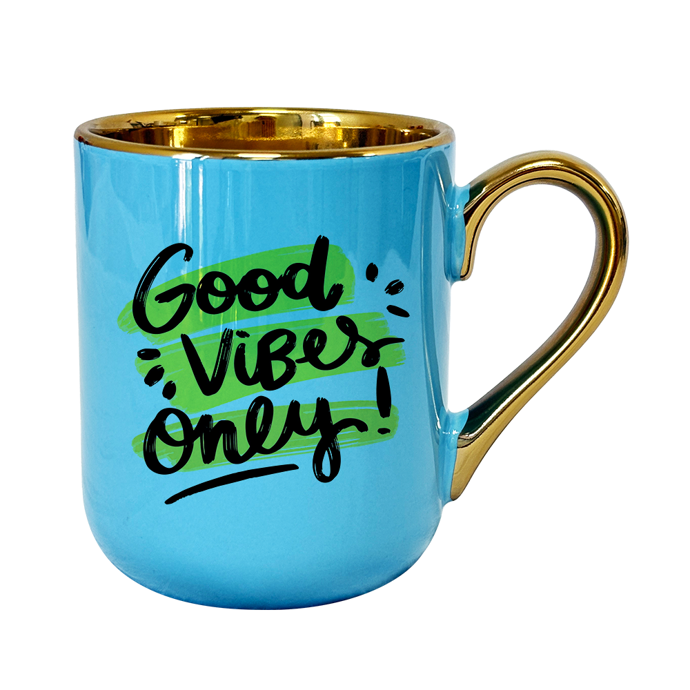 11 oz. mug with rim and handle plated - Light Blue