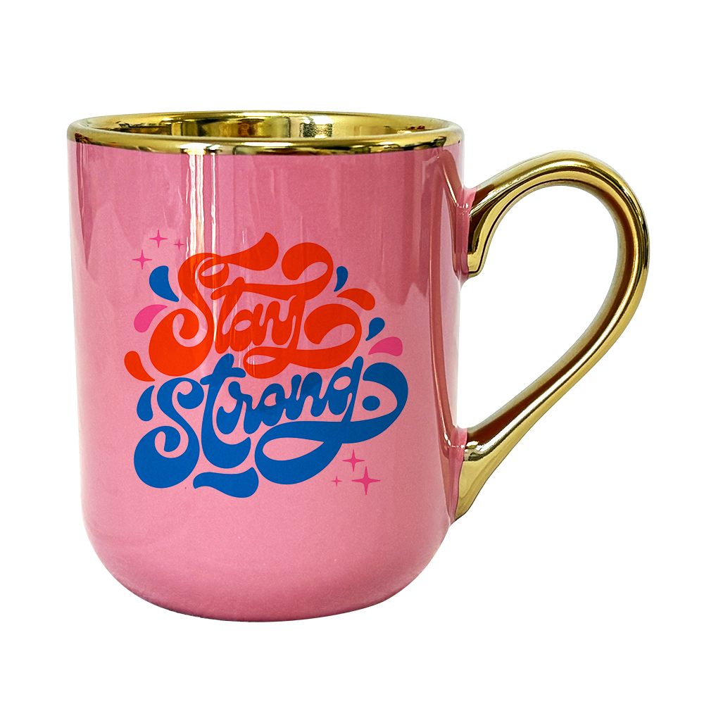 11 oz. mug with rim and handle plated - Pink