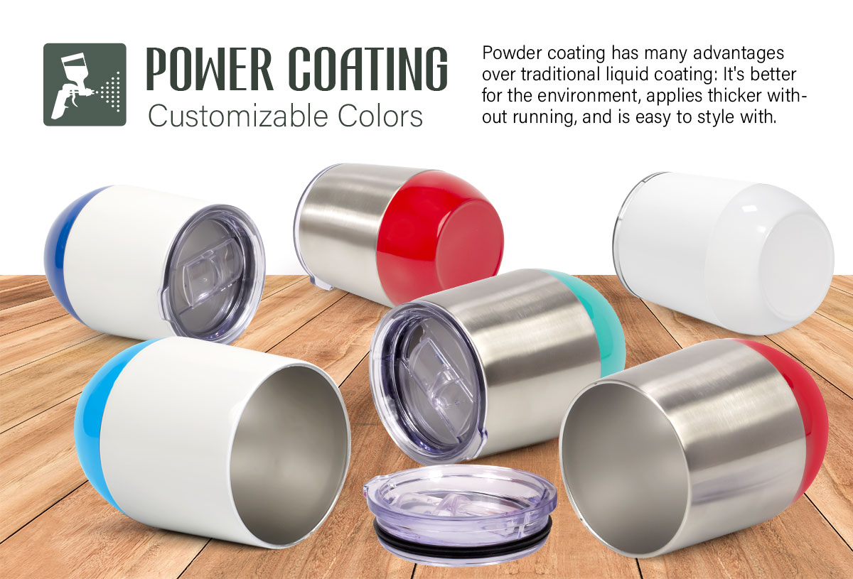 Stainless Steel Wine Tumbler w/ Colorful Bottom_Powder Coating