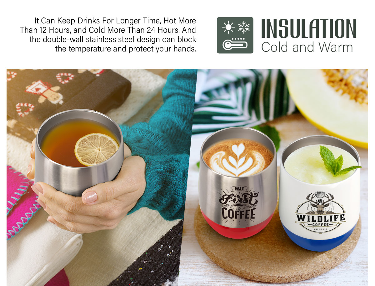 Stainless Steel Wine Tumbler w/ Colorful Bottom-Insulation