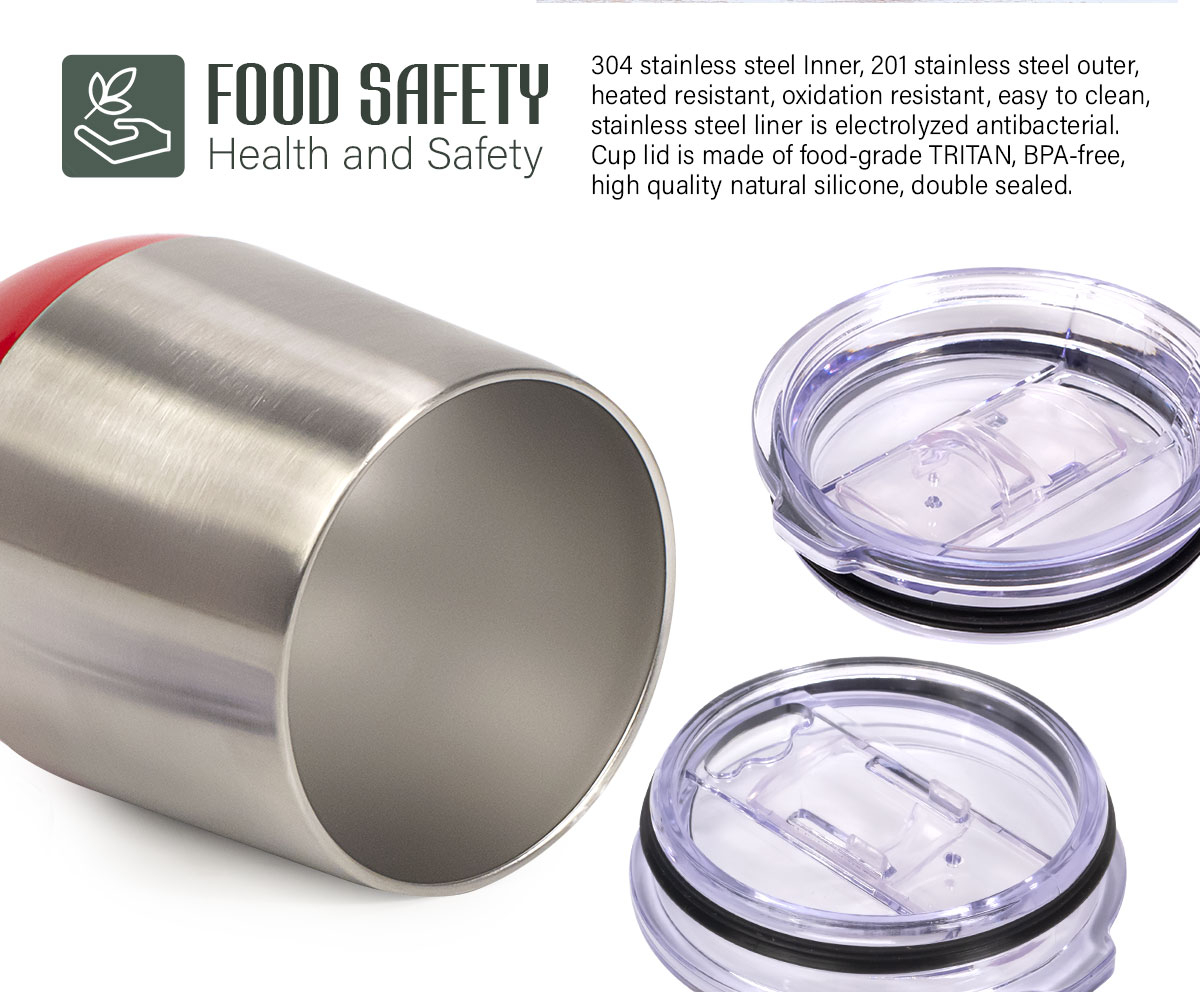 Stainless Steel Wine Tumbler w/ Colorful Bottom_Food Safety