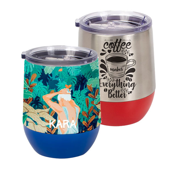 13 oz. Stainless Steel Wine Tumbler w/ Colorful Bottom